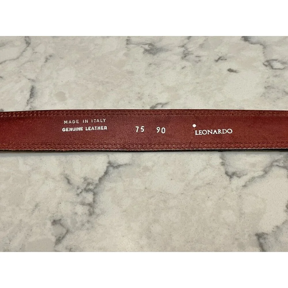 Leonardo Red Italian Leather Belt‎ Western 75/90, 1
